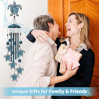 Sea Turtle Wind Chimes for Outside, Large Turtle Garden Decor, Unique Sea Animal Decor for Mom, Grandma, 40" Outdoor Windchimes for Lawn, Porch, Patio, Yard, Christmas