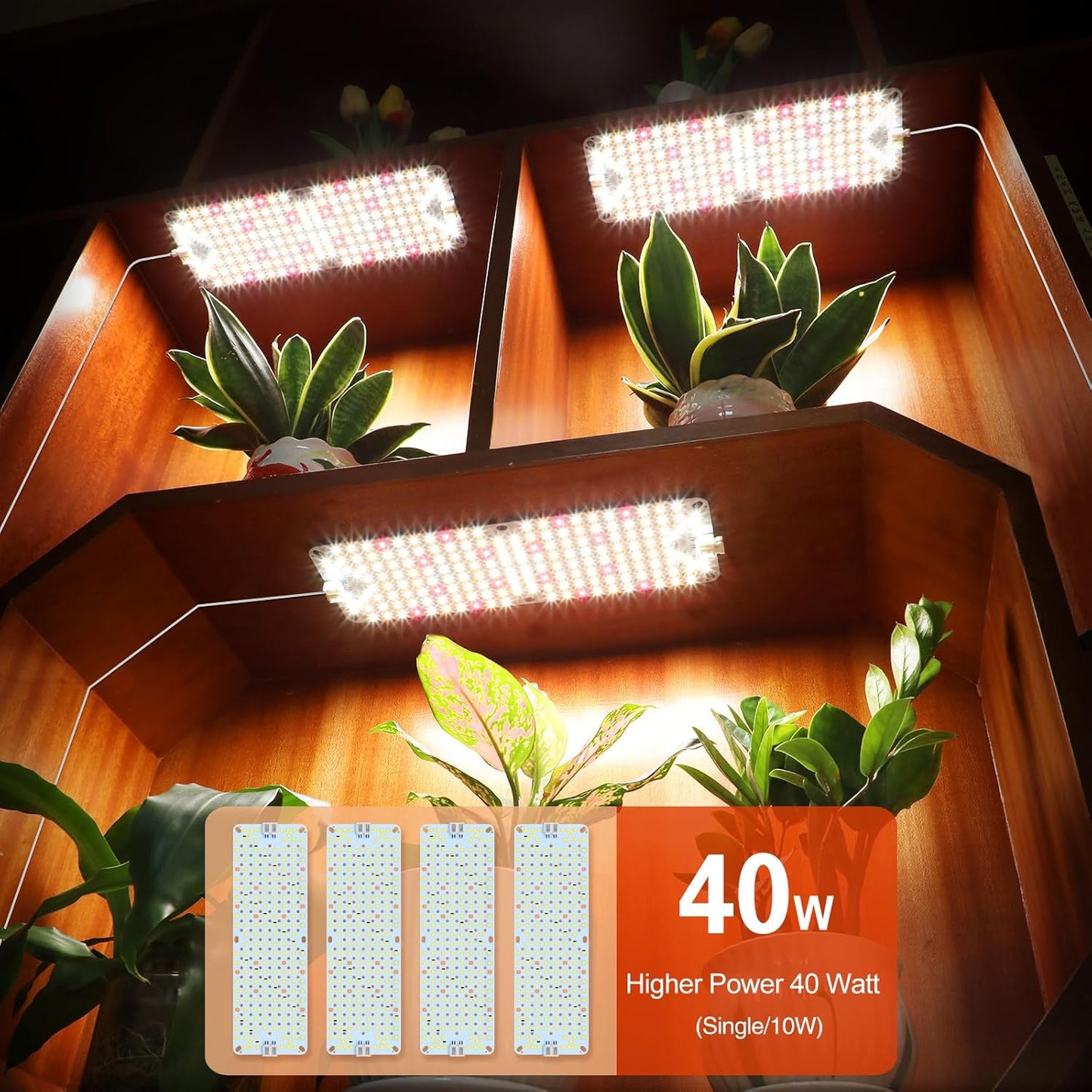 4Pack Panel Grow Lights for Indoor Plants, Seed Starting, Vegetables, Pot Plants, Bonsai with Timer, Ultra-Thin Under Cabinet & Shelf Full Spectrum LED Plant Growing Lamps, Multi-Panels Free Connect