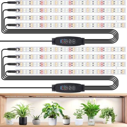 LBW Full Spectrum Grow Light Strip - Indoor Plant Grow Lights with 10 Brightness Levels & Timer (4/8/12 Hours), 480 LED Grow Lights, 2 Pack