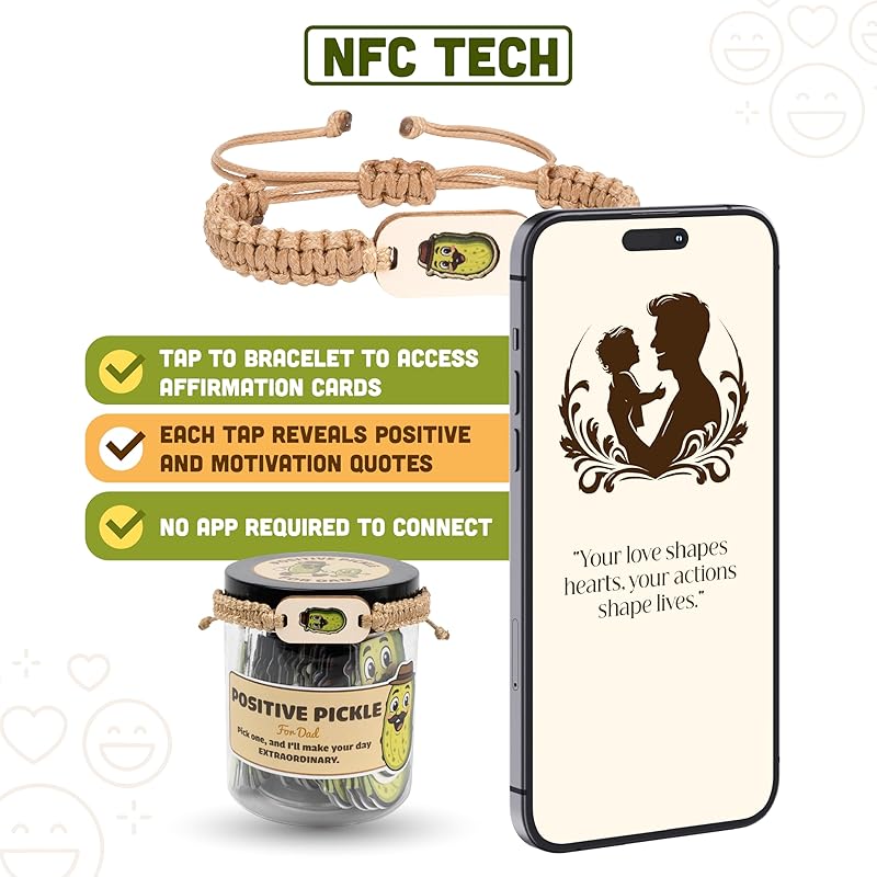 60 Positive Pickle Cards Jar, Affirmation Cards For Dad, Father's Day Gifts For Dad, Birthday Gifts For Dad From Daughter, Son - New Dad Gift, Bonus Dad Difts, Funny Dad Difts (For Dad)