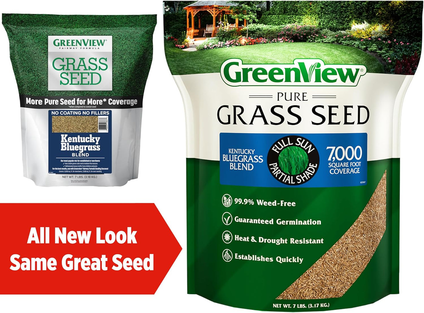 GreenView Pure Grass Seed Kentucky Bluegrass Blend, 7 lb. Bag – Covers up to 7,000 sq. ft.