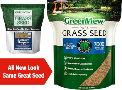 GreenView Pure Grass Seed Kentucky Bluegrass Blend, 7 lb. Bag – Covers up to 7,000 sq. ft.