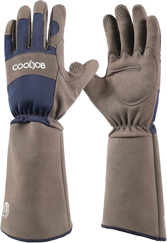 COOLJOB Thorn Proof Rose Pruning Garden Gloves for Men, Long Sleeve Padded Yard Work for Bush, Blackberry, Cactus, Heavy Duty/Puncture Resistant/Machine Washable, Xlarge, Navy