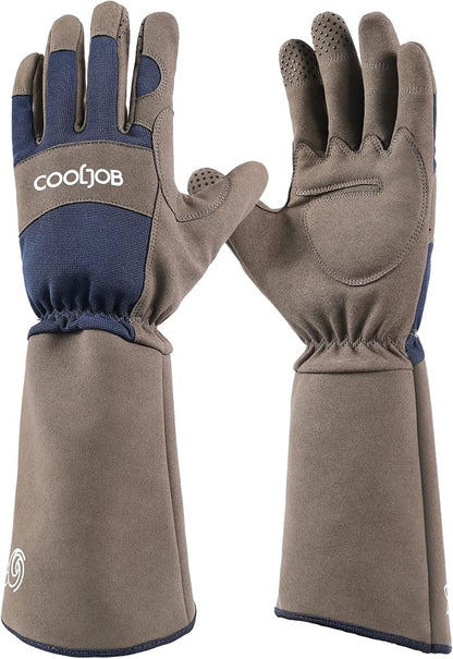 COOLJOB Thorn Proof Rose Pruning Garden Gloves for Men, Long Sleeve Padded Yard Work for Bush, Blackberry, Cactus, Heavy Duty/Puncture Resistant/Machine Washable, Large, Navy