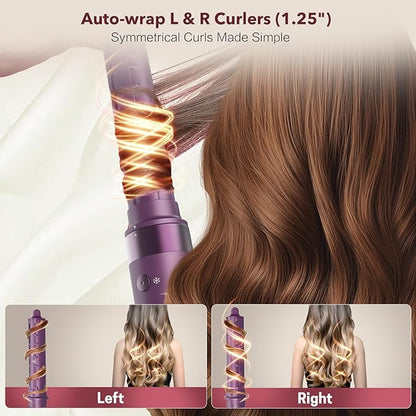 StyleVibe 6-in-1 Air Styler, Hair Dryer & Blow Dryer Brush with Auto Wrap Curl L/R, Fast Drying, Smooth Blowouts, Root-Lift Volume, No Heat Damage Frizz-Free Thermal Brush with Travel Bag
