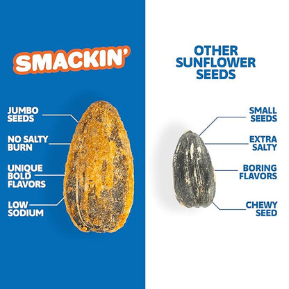 SMACKIN' Sunflower Seeds, Roasted Jumbo Small-Batch, American Made - 6 Flavor Variety. 1.5oz bags (6 Bags)