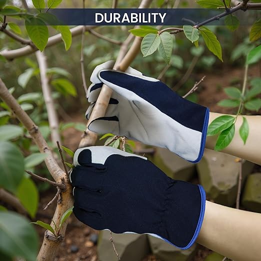 Gardening Gloves, Garden Gloves for Women and Men, Thorn Proof Working Gloves, Durable Leather Work Garden Gloves for Yard & Outdoor Work, Blue, S