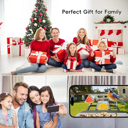 Smart Bird Feeder with Camera, Solar Panel & 5200mAh Battery, 4K HD Video, AI Identification, Instant Arrival Alerts & Alarm, IP65 Weatherproof, 32GB Card, 2L Capacity, Bird Lover’s Smart Companion