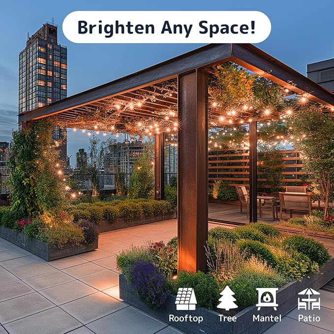 PREXTEX Halloween Lights (20 Feet, 100 Bulbs) - Halloween Party Decorations and Christmas Lights with Black Wire - Holiday Decorations Indoor or Outdoor String Twinkle Lighting - Orange