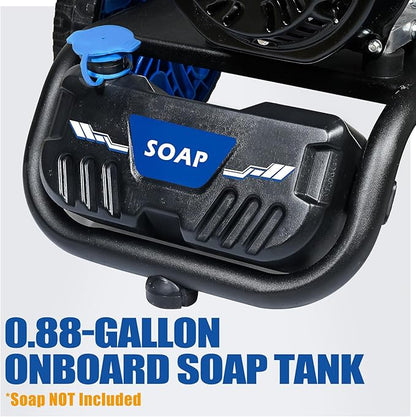 TOOLCY 3400 PSI Gas Pressure Washer, 2.8 GPM Gas Powered Power Washer with Soap Tank, Reinforced Pump & 212cc OHV Engine, 35 FT Pressure Hose, Quick Connect Swivel Pressure Gun, 5 Nozzles for Homes