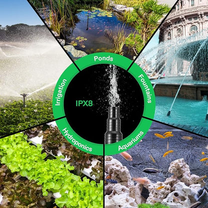 VIVOSUN 2700 GPH Submersible Water Pump with Barrier Bag, 120W Pond Pump, Ultra Quiet Aquarium Pump with 15FT. Lift Height for Pond, Waterfall, Fish Tank, Statuary, Hydroponic