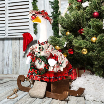 Suzile Christmas Wreath Outfit Clothes for 23 Inch High Cement or Plastic Geese Ghost Lawn Porch Goose Clothes Halloween Costume