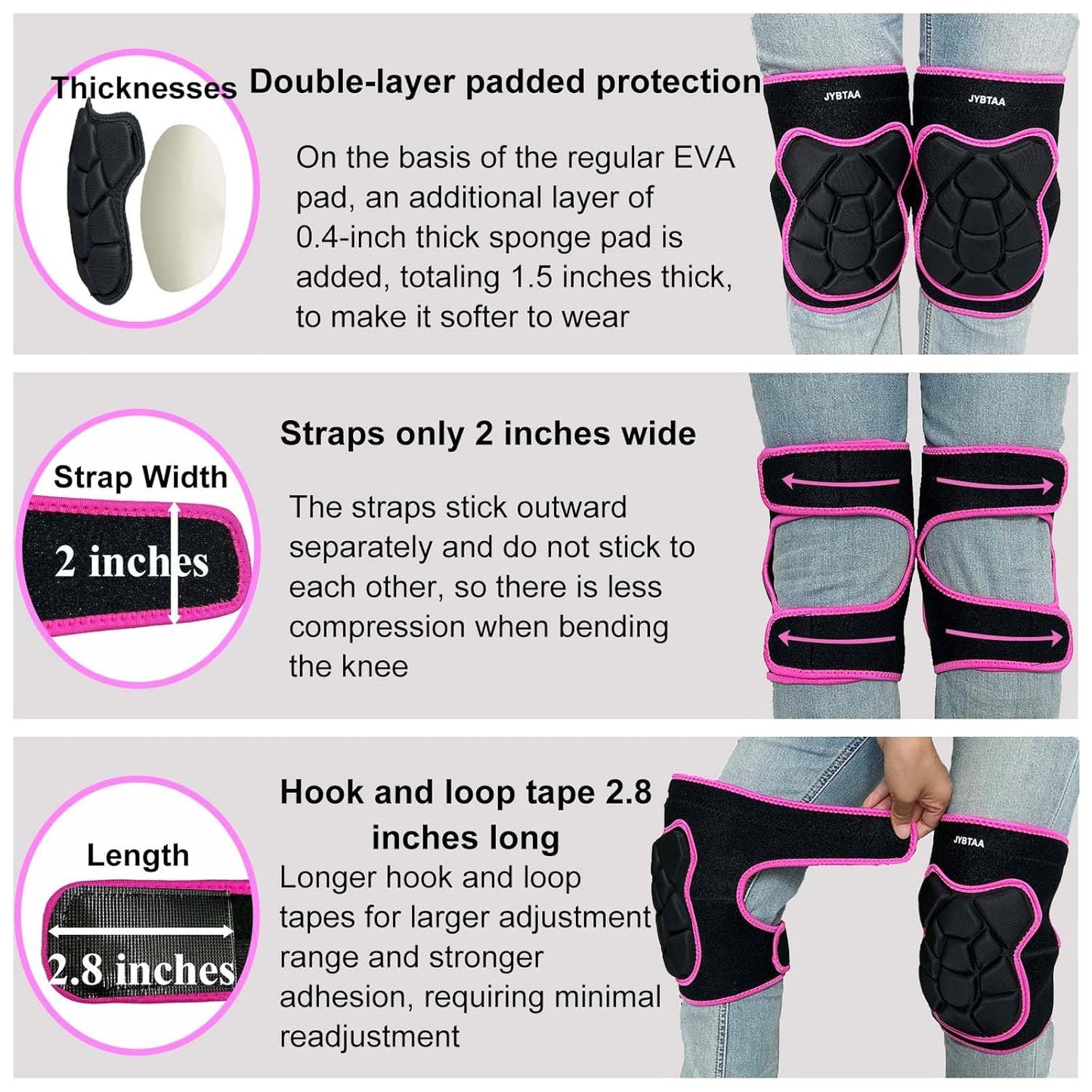 Gardening Knee Pads, Men/Women Knee Pad for Flooring Cleaning, Adjustable Soft Pink Kneepads for Roofing Weeding Planting Mechanic Yard Work, Waterproof and Safety, Rose Red Extra Large. (1 Pair)