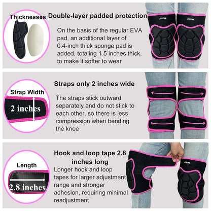 Men Women Flooring Knee Pads, Safety Kneepads for Gardening House Cleaning, Adjustable Foam Knee Pad for Mechanic Carpenter Painter, Soft Lightweight Pink Knee Cushion for Adult, Rose Red M (1 Pair)