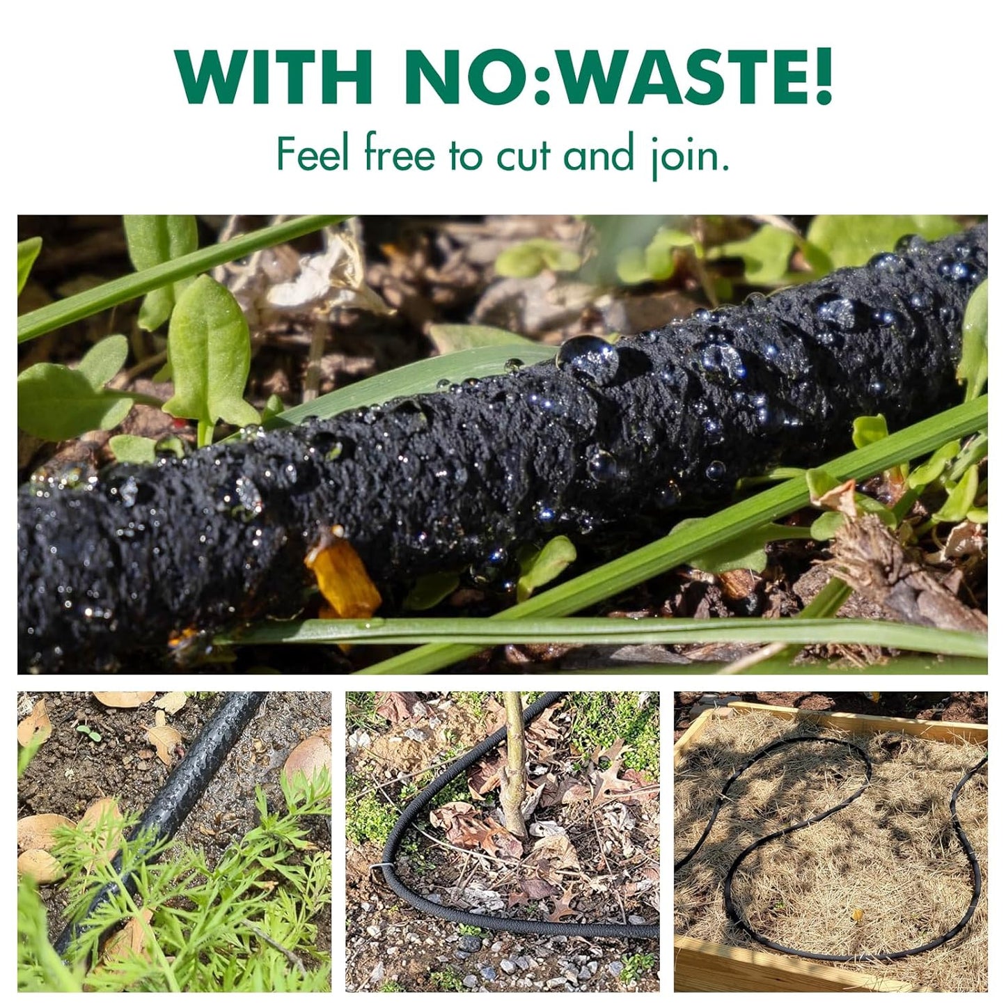 Soaker Hose System 1/2 Inch x 50ft Soaker Hose Kit with 25ft PVC Garden Hose Drip Irrigation Watering Tubing System with Reinforced Fittings Water for Outdoor Garden Yard Lawn Raised Flower Bed Plant