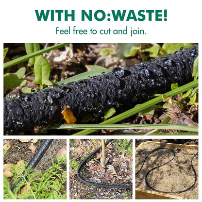 Soaker Hose System 1/2 Inch x 50ft Soaker Hose Kit with 25ft PVC Garden Hose Drip Irrigation Watering Tubing System with Reinforced Fittings Water for Outdoor Garden Yard Lawn Raised Flower Bed Plant