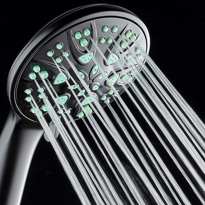 AquaDance Antimicrobial – Anti-Clog High-Pressure 6-Setting Hand Shower with Microban Nozzle Protection from Growth of Mold, Mildew & Bacteria for Stronger Shower! 3 Jet Color Choices – 4" Coral Green