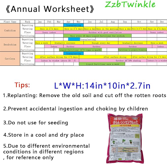 Tropical Orchid Potting Mix (6 L) for Cattleya, Phalaenopsis, Oncidium, Vanda, Cymbidium, Dendrobium, Paphiopedilum Made in Japan