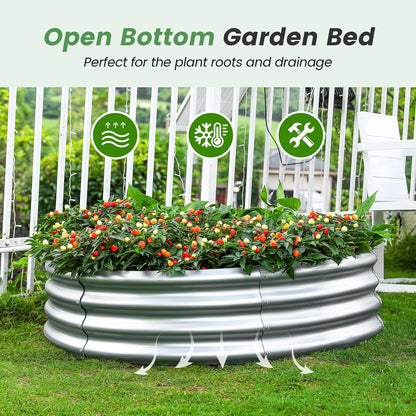 Land Guard Galvanized Raised Garden Bed Kit, Galvanized Planter Raised Garden Boxes Outdoor, Round Large Metal Raised Garden Beds for Vegetables ……