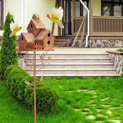 75" Bird Houses Stake for Outside - Metal Copper Colored Multi Bird Houses with Pole for Outdoor Patio Yard Garden Decoration