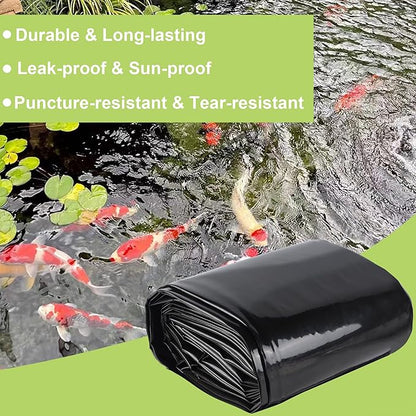 16 x 16 FT Pond Liner, 20 Mil Fish Pond HDPE Liner, Pond Liners for Outdoor Ponds, Koi Ponds, Garden Fountain, Waterfall