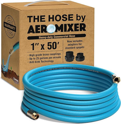 Aeromixer THE HOSE - 1 Inch Garden Hose 50 Ft, Kinkless Commercial Garden Hoses, Heavy Duty Industrial Water Hoses for Outdoors, 650 PSI High-Pressure Watering Tool for Farming and Gardening