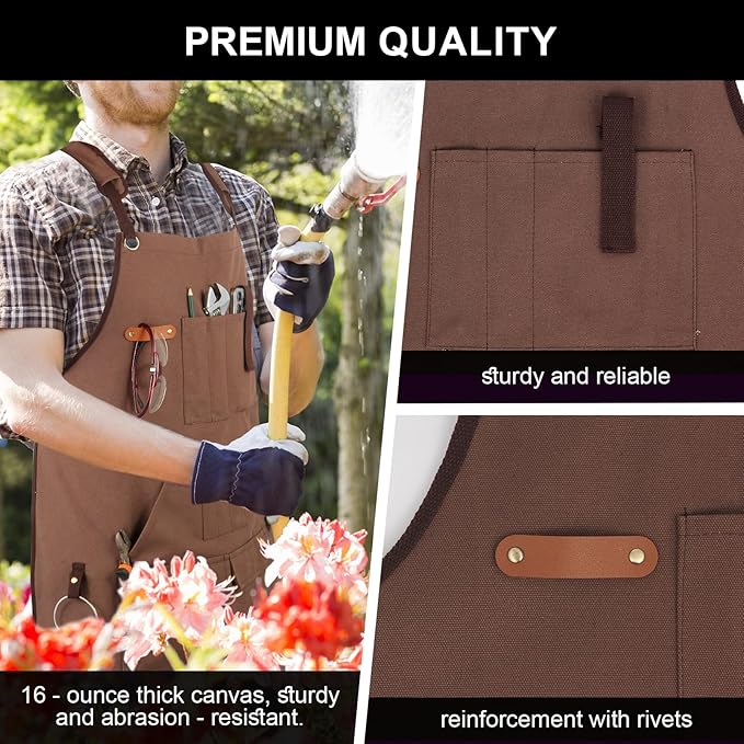 Multi-Functional Men's Tool Apron, Multi-Pocket Canvas Apron, Woodworking, Mechanic, Blacksmith, Waiter Work Apron