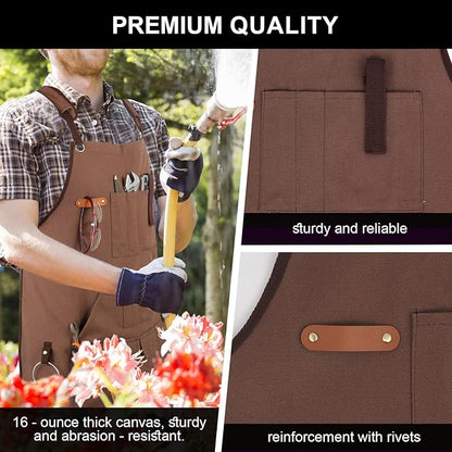 Multi-Functional Men's Tool Apron, Multi-Pocket Canvas Apron, Woodworking, Mechanic, Blacksmith, Waiter Work Apron