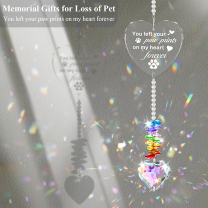 Pet Memorial Gifts for Dogs, Pet Memorial Crystal Suncatcher, Loss of Dog Sympathy Gift, Rainbow Bridge Dogs & Cat Remembrance Bereavement Gifts