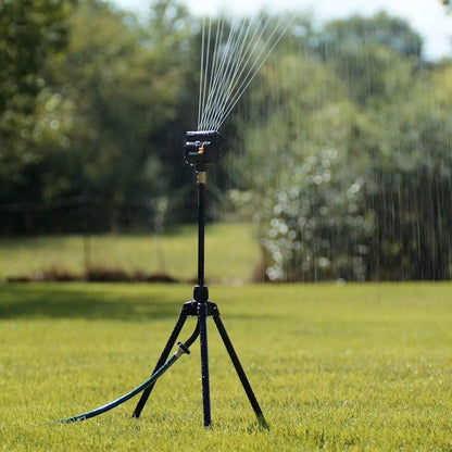 Melnor 65178AMZ MiniMax Turbo Oscillating Sprinkler on Tripod, 4000 sq. ft., 4-Way Adjustable, Quick Connect Bundle, Black, Yellow