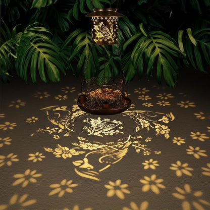 Cardinal Bird Feeder for Outdoor Gifts for Women Mom Grandma Hanging Metal Wild Birdfeeder Garden Solar Lantern Decor Lanterns Outside for Yard Patio Lawn Pathway Landscape