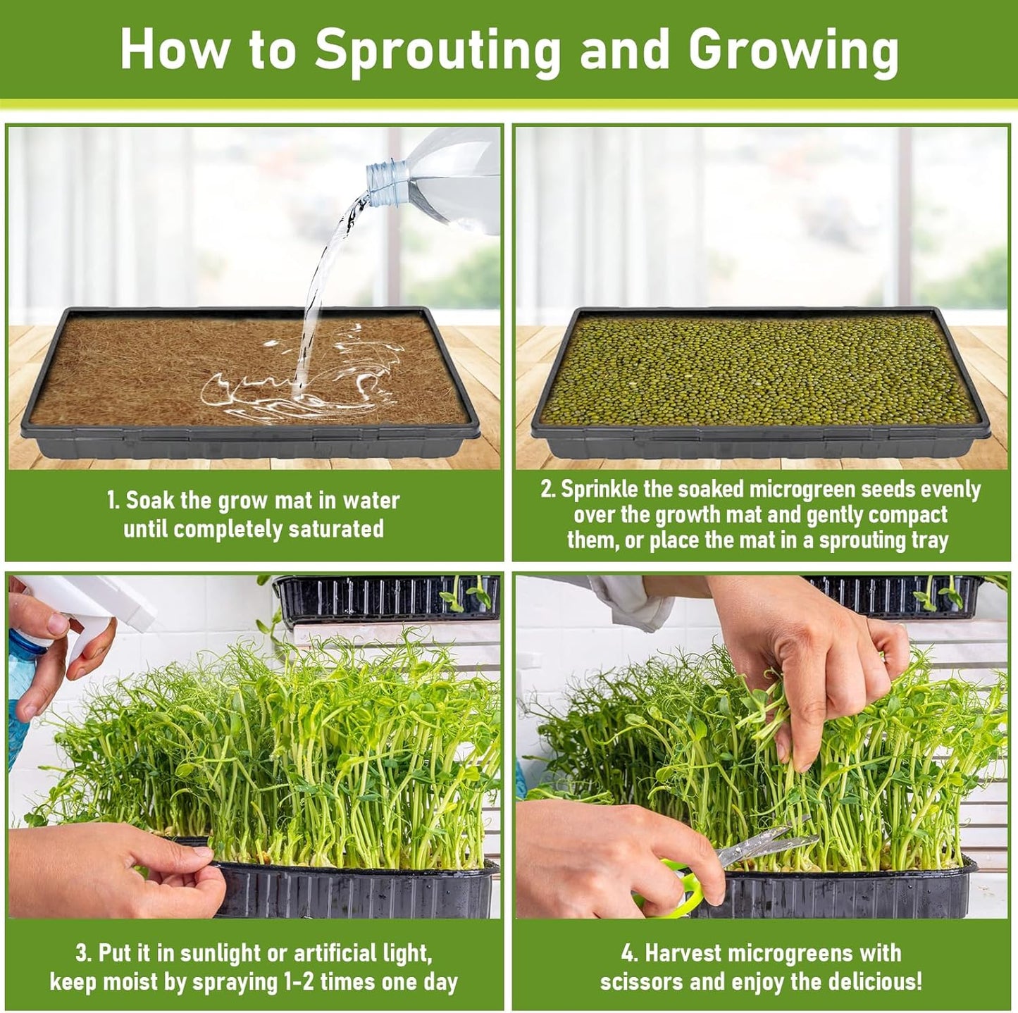 Legigo 12 Pack Hemp Grow Mat for Microgreens- 10" X 20" Hydroponic Jute Grow Pads for 1020 Growing Trays, Hemp Fiber Mats Sprouting Pads Microgreens Growing Kit for Indoor Organic Wheatgrass Sprouts