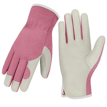 Gardening Gloves, Garden Gloves for Women and Men, Thorn Proof Working Gloves, Durable Leather Work Garden Gloves for Yard & Outdoor Work, Purple, S