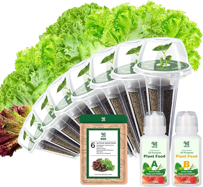 Lettuce Seed Pod Kit, Romaine, Butter Head, Red Sail, Red&Green Leaf, Red Sail Lettuce, Grow Anything Seed Pod Kit Compatible with All Indoor Hydroponics (8-Pod)