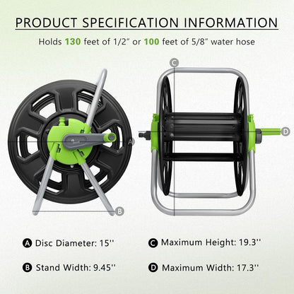 Metal YESTAR Water Hose Reel Cart,Hold 100 Ft of 5/8 Inch Hose,Portable Hose Reels for Outside.Storage and Watering