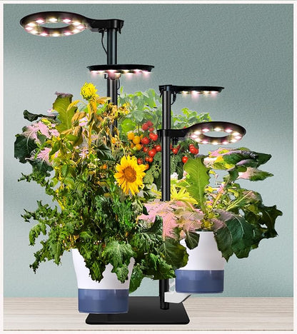 Indoor Plant Hydroponics Growing System Tower Kit with Grow light,Herb Vegetable Indoor Garden Growing System with Standing Floor Tall LED Grow Light,Height Adjustable with Timer & Metal Stand (Large)