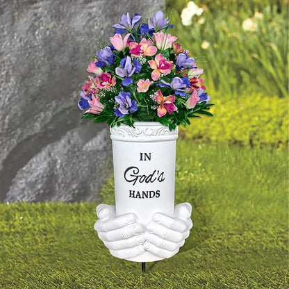 BAYN Grave Decorations for Cemetery, Hand Held Vases with Spikes for Garden Decorations Waterproof Garden Statues Memorial Gifts for Loss of Loved One