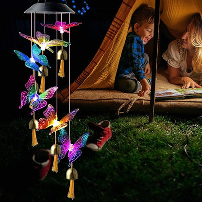 JOBOSI Butterfly Decorative Mobiles Gifts, Solar Wind Chimes, Mothers Day Wind Chime Gifts for mom, Women, Grandmother, Thanksgiving Gift, Mom Best Gift