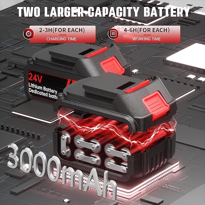 Professional Cordless Electric Pruning Shears, Cutting (40MM)1.6inch Diameter Professional Heavy Duty Garden Pruner,2pcs 4AH Rechargeable 24V Lithium Battery -2 Set Blades