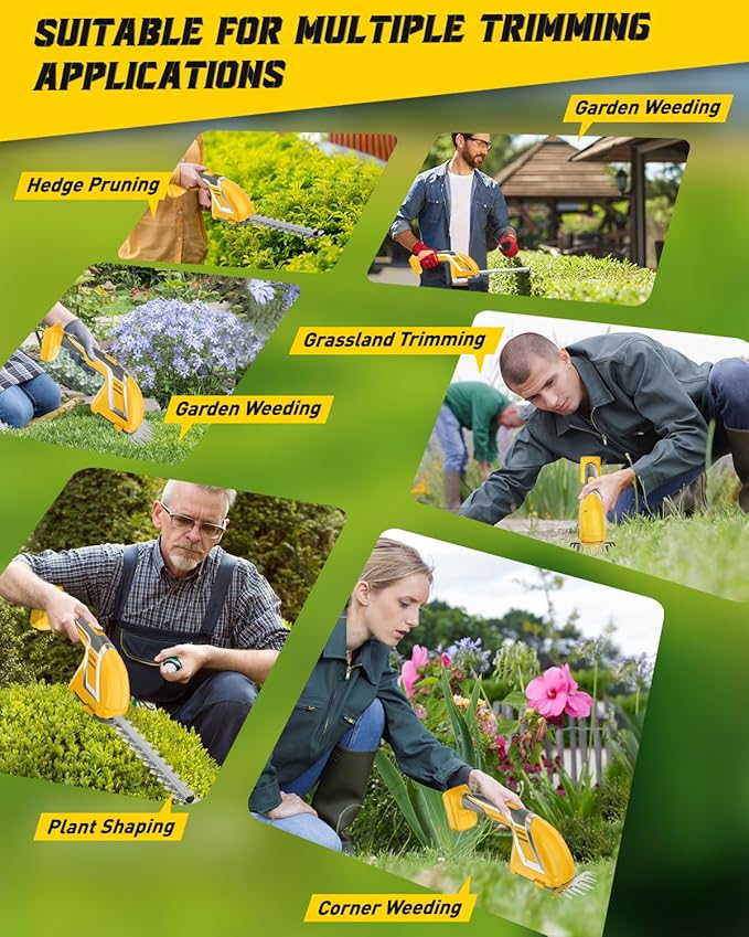 Rozlchar Cordless Hedge Trimmer & Grass Shears Handheld Compatible for Dewalt 20V Battery(No Battery), Lightweight 7.87'' Electric Hedge Trimmer 4.7" Grass Cutter Combo for Lawn, Backyard, Garden