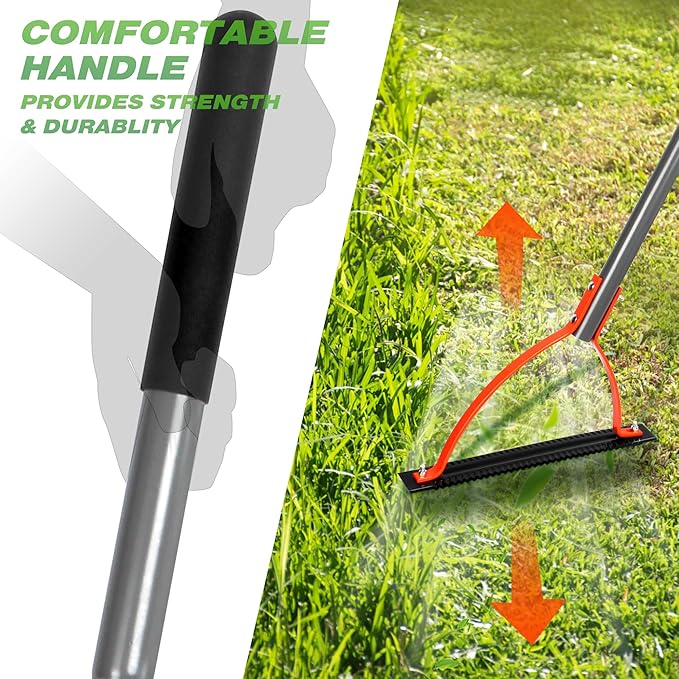 Walensee Weed Grass Cutter with Serrated Double-edged Sharp Blade Manual Grass Whip with 30 Inch Steel Handle Cut Overgrown Weeds Cutting Hand Tool Steel Sod Cutter for Garden, Yard, Field and Ditches