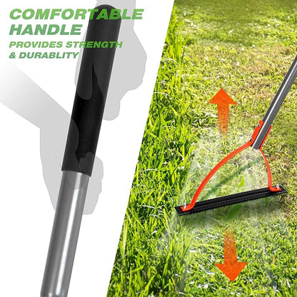 Walensee Weed Grass Cutter with Serrated Double-edged Sharp Blade Manual Grass Whip with 30 Inch Steel Handle Cut Overgrown Weeds Cutting Hand Tool Steel Sod Cutter for Garden, Yard, Field and Ditches