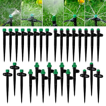 30Pcs Drip Irrigation Emitters Sprayer with Lock Barbed for 1/4" Drip Tubing - Leak-Proof Adjustable Micro Spray Drippers (4-7mm) for Garden Irrigation System (30PCS Mix Emitters)