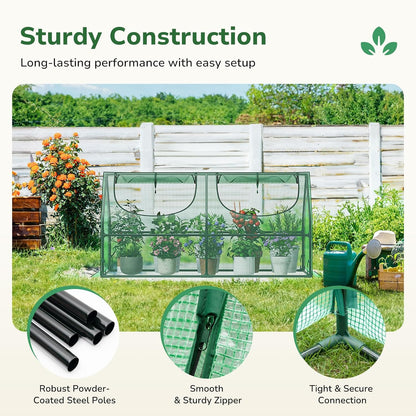 GreatBuddy Portable Mini Greenhouse, 3×3×6Ft, High-Density PE Plant Cover with 2 Roll-up Zipper Windows, Perfect for Indoor Outdoor Plant Growing