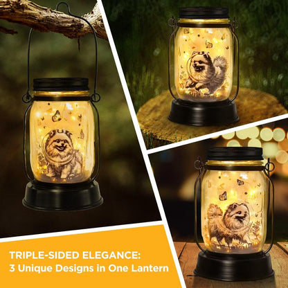Pomeranian Gifts for Women/Men Pomeranian Solar Lanterns Dog Mom Birthday Dog Lovers Lantern Pet Loss Pet Memorial Lights Solar Garden Decoration for Yard, Patio,Backyard,Porch Torches