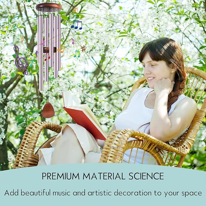 Large Aluminium Wind Chimes 37" Inches to Create a Zen Atmosphere Suitable for Outdoor, Garden, Patio Decoration, Classic Wind Chimes Suitable as A Gift for Unisex (Purple)