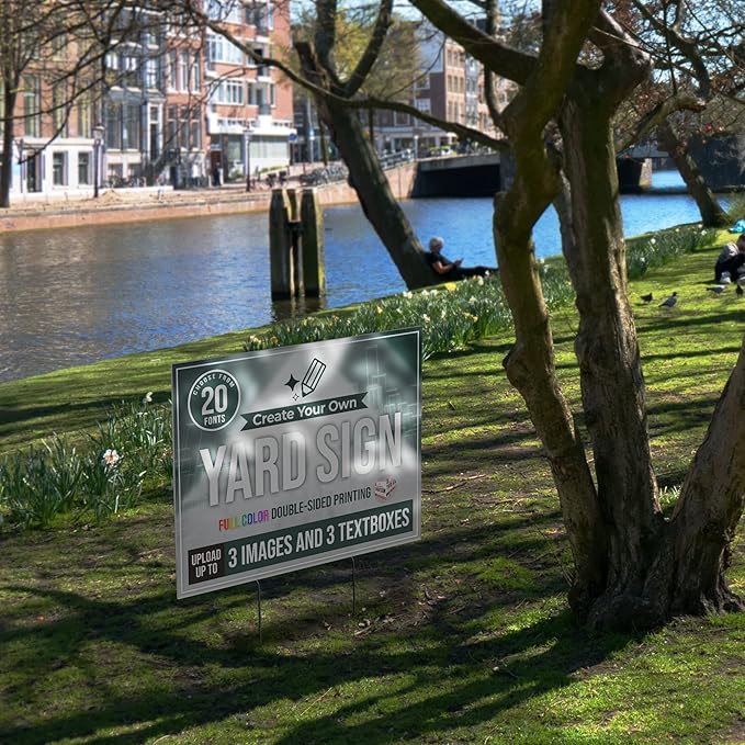 24x18" Double Sided Custom Yard Sign with Metal Stakes, Personalized Full Color Corrugated Yard Sign for Outdoors, Front and Back Custom Printed Personalized Lawn Signs (Design 2)