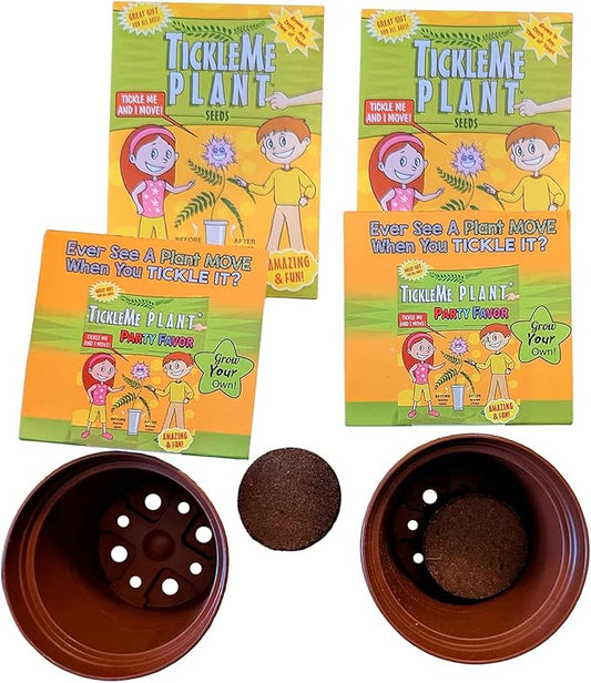 TickleMe Plant Birthday Party Favors (Pack of 2) | Leaves Fold When You Tickle It, Reopen in Minutes | Kids Plant Growing Kit with Indoor Plants Seeds, Live Plants, Grow Kit, Gardening for Kids