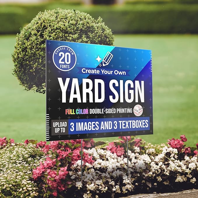 24x18" Double Sided Custom Yard Sign with Metal Stakes, Personalized Full Color Corrugated Yard Sign for Outdoors, Front and Back Custom Printed Personalized Lawn Signs (Design 4)