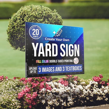 24x18" Double Sided Custom Yard Sign with Metal Stakes, Personalized Full Color Corrugated Yard Sign for Outdoors, Front and Back Custom Printed Personalized Lawn Signs (Design 4)